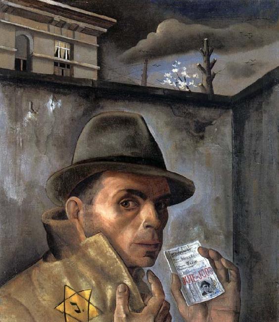 Felix Nussbaum Self-Portrait wiht jewish Identity Card oil painting picture